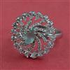 Cubic Zirconia Adjustable Ring With Rhodium Plating