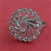 Cubic Zirconia Adjustable Ring With Rhodium Plating