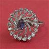 Cubic Zirconia Adjustable Ring With Rhodium Plating