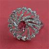 Cubic Zirconia Adjustable Ring With Rhodium Plating