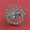 Cubic Zirconia Adjustable Ring With Rhodium Plating