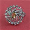 Cubic Zirconia Adjustable Ring With Rhodium Plating