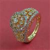 Cubic Zirconia Adjustable Ring With Mehndi 2 Tone Rhodium Plating