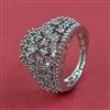 Cubic Zirconia Adjustable Ring With Mehndi 2 Tone Rhodium Plating