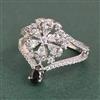 Cubic Zirconia Adjustable Ring With Rhodium Plating