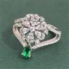 Cubic Zirconia Adjustable Ring With Rhodium Plating