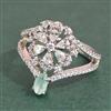 Cubic Zirconia Adjustable Ring With Rhodium Plating