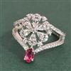 Cubic Zirconia Adjustable Ring With Rhodium Plating