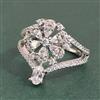 Cubic Zirconia Adjustable Ring With Rhodium Plating