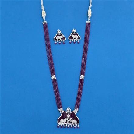 Cubic Zirconia Bandhai Pendant Set With Rhodium Plating