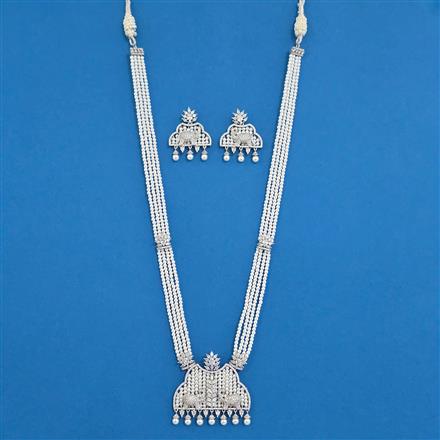Cubic Zirconia Bandhai Pendant Set With Rhodium Plating
