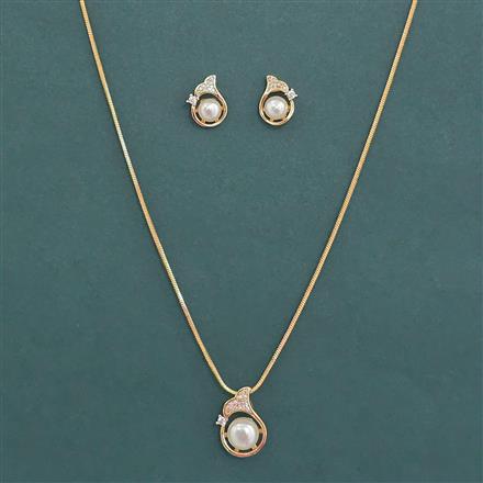 Cubic Zirconia Classic Pendant Set With Gold Plating Rhodium Plating