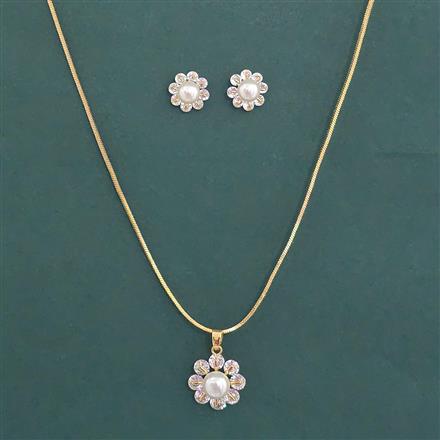 Cubic Zirconia Classic Pendant Set With Gold Plating Rhodium Plating