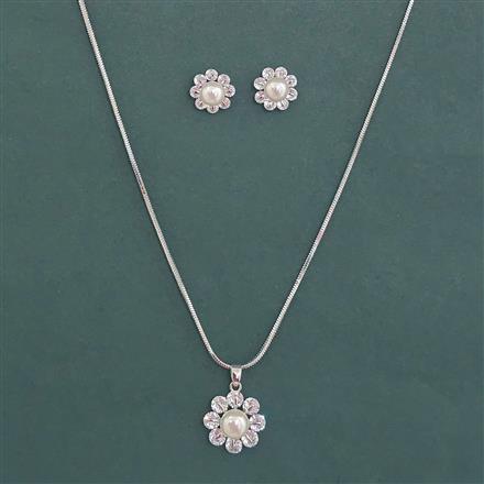 Cubic Zirconia Classic Pendant Set With Gold Plating Rhodium Plating