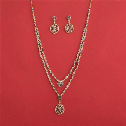 American Diamond Long Necklace with 2 Tone Plating