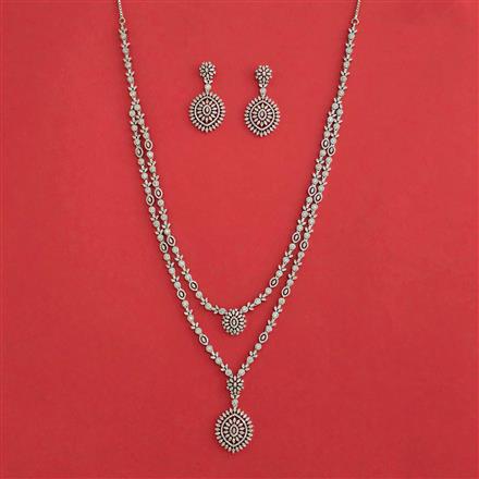 American Diamond Classic Necklace with Rhodium Plating