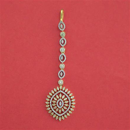 American Diamond Classic Tikka with Rhodium Plating 2 Tone Plating Mehndi Plating