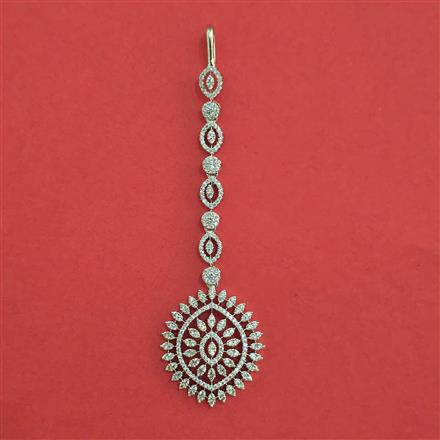 American Diamond Classic Tikka with Rhodium Plating 2 Tone Plating Mehndi Plating