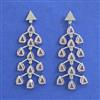 American Diamond Long Earring With Rhodium Plating