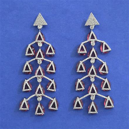 American Diamond Long Earring With Rhodium Plating