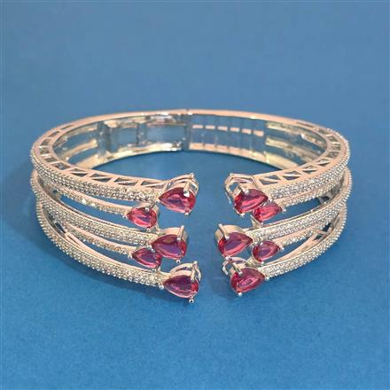 Cubic Zirconia Openable Kada With Rhodium Plating