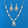 Cubic Zirconia Pearl Necklace With Mehndi Rhodium Plating