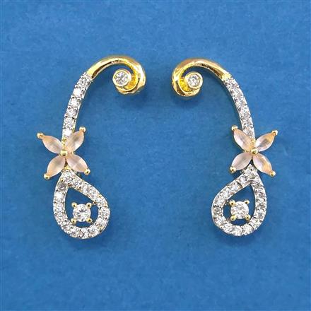 American Diamond Classic Earring With 2 Tone Plating