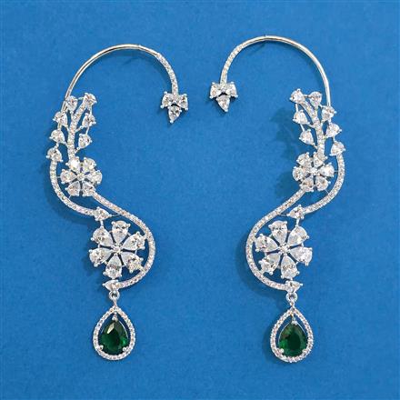 Cubic Zirconia Earcuff With Rhodium Plating