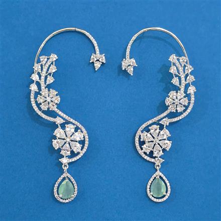 Cubic Zirconia Earcuff With Rhodium Plating