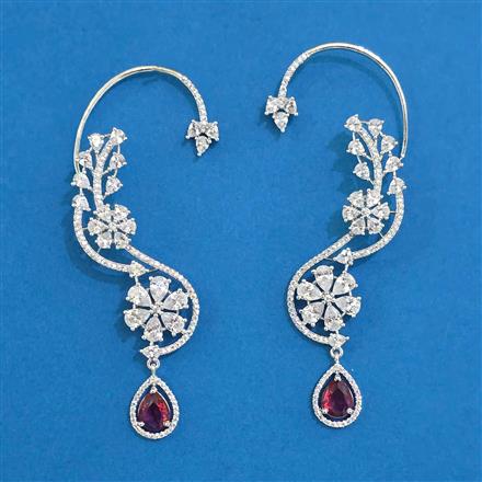 Cubic Zirconia Earcuff With Rhodium Plating