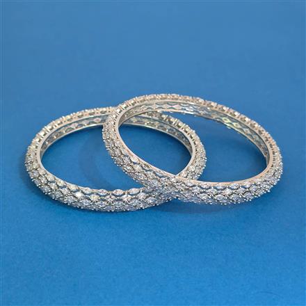 Cubic Zirconia Classic Bangles With Rhodium Plating