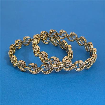 Cubic Zirconia Classic Bangles With Mehndi Plating