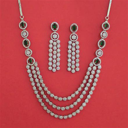 American Diamond Classic Necklace With Rhodium Plating