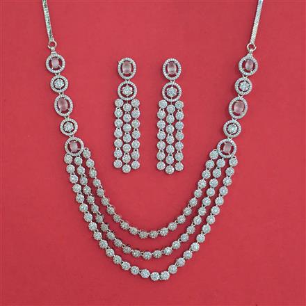 American Diamond Classic Necklace With Rhodium Plating
