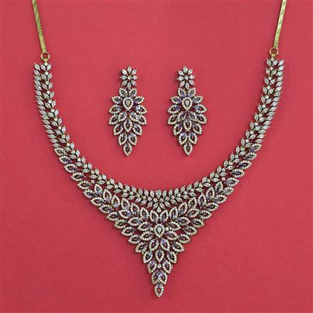 American Diamond Classic Necklace With Mehndi Plating