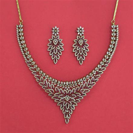 American Diamond Classic Necklace With Mehndi Plating