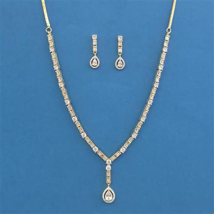 American Diamond Classic Necklace With 2 Tone Plating Rhodium Plating
