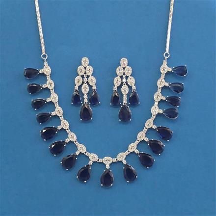 American Diamond Classic Necklace With Rhodium Plating