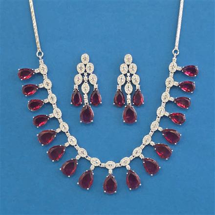 American Diamond Classic Necklace With Rhodium Plating