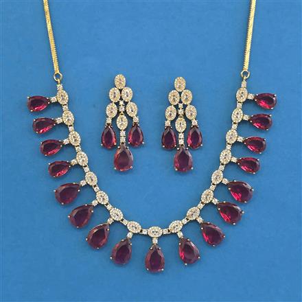 American Diamond Classic Necklace With Mehndi Plating