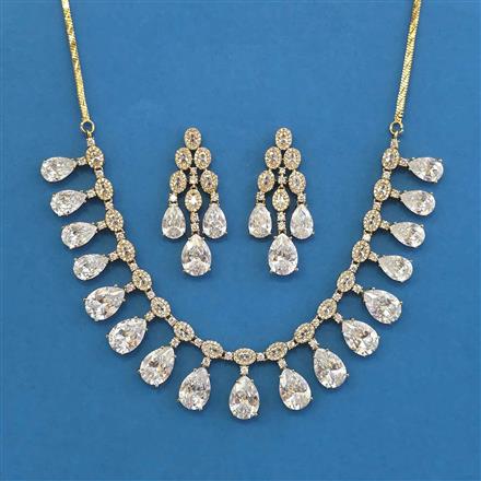 American Diamond Classic Necklace With Mehndi Plating