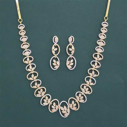 Cubic Zirconia Classic Necklace With 2 Tone Plating Rhodium Plating