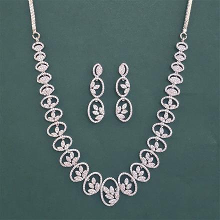 Cubic Zirconia Classic Necklace With 2 Tone Plating Rhodium Plating