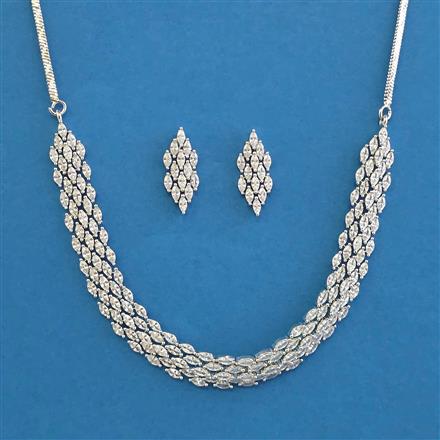American Diamond Classic Necklace With 2 Tone Plating Rhodium Plating