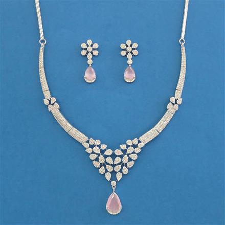 American Diamond Classic Necklace With Rhodium Plating