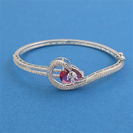 American Diamond Openable Kada With Rhodium Plating