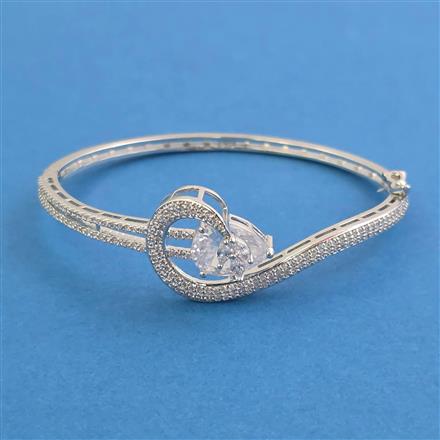 American Diamond Openable Kada With Rhodium Plating
