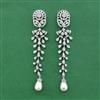 Cubic Zirconia Long Earring With 2 Tone Plating Rhodium Plating