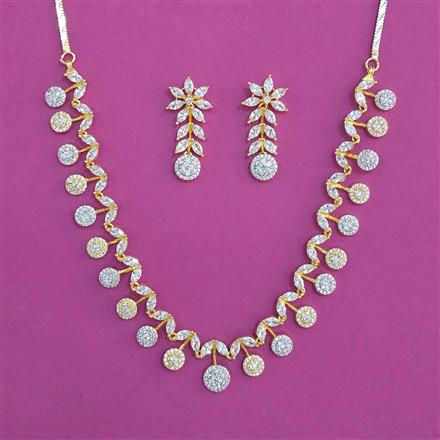 American Diamond Classic Necklace With 2 Tone Plating Rhodium Plating