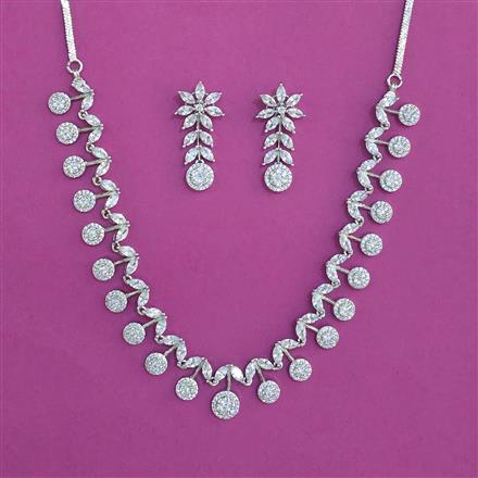 American Diamond Classic Necklace With 2 Tone Plating Rhodium Plating